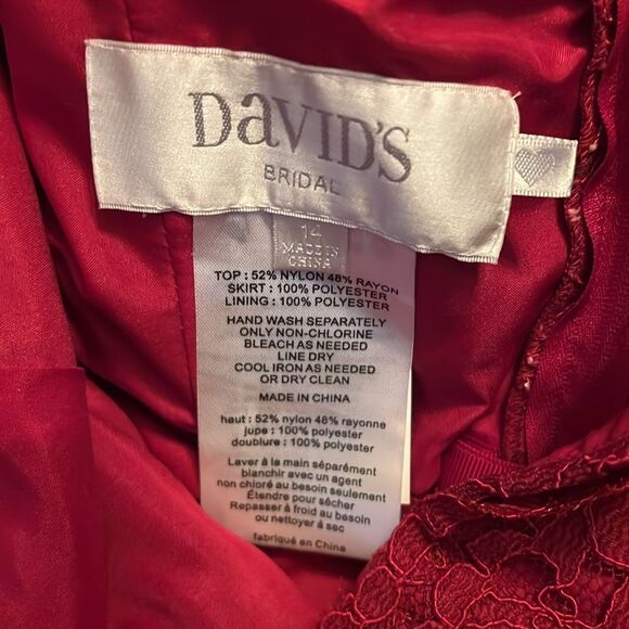 David’s Bridal Burgundy Lace Halter Bridesmaid Dress Size 14 Wedding Guest - Picture 6 of 10